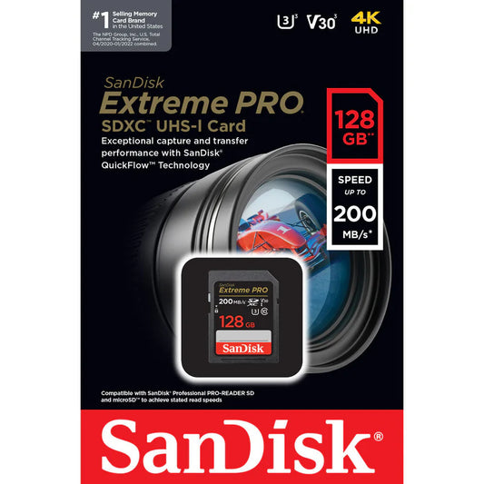 [BRAND NEW] SanDisk Extreme Pro SD Card UHS-I SDXC Class 10 with 200MB/s Read Speed V30 128GB