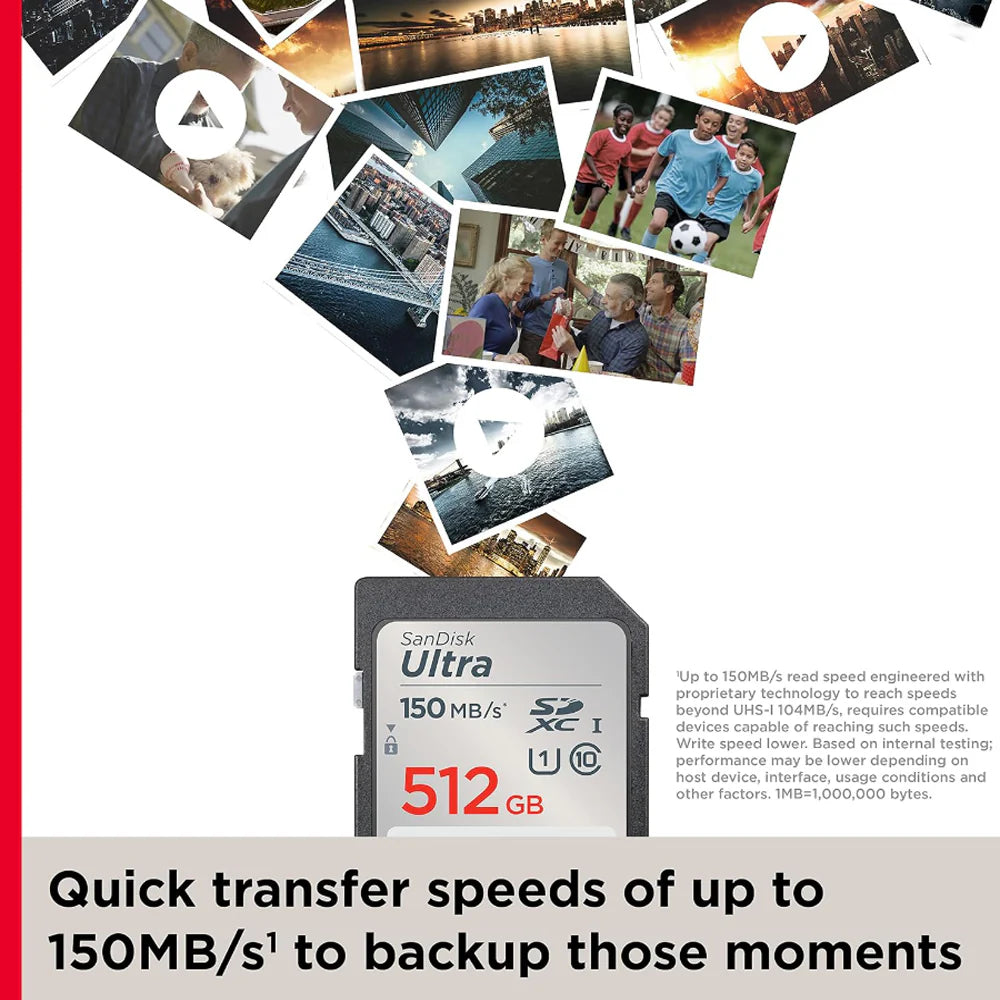 [BRAND NEW] Sandisk Ultra SDSDUNC 512GB SDXC UHS-I U1 Class 10 Memory SD Card with 150MB/s
