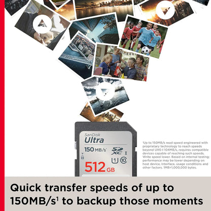 [BRAND NEW] Sandisk Ultra SDSDUNC 512GB SDXC UHS-I U1 Class 10 Memory SD Card with 150MB/s