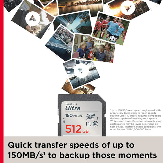[BRAND NEW] Sandisk Ultra SDSDUNC 512GB SDXC UHS-I U1 Class 10 Memory SD Card with 150MB/s