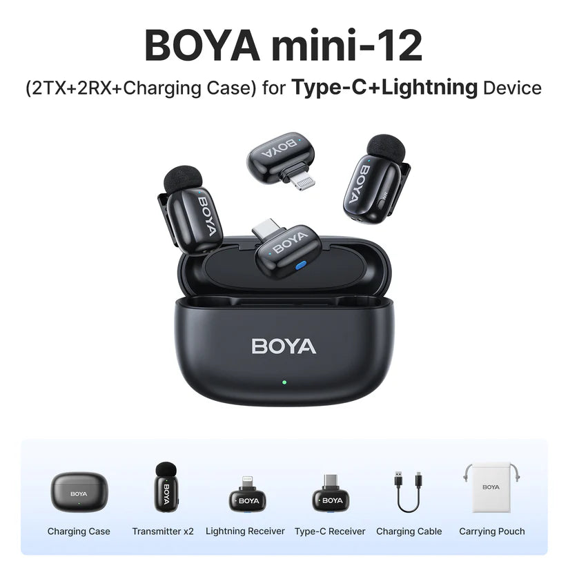 [BRAND NEW] BOYA MINI 12  Boya Mini 2-Person Dual TX + RX 2.4GHz Wireless Microphone System