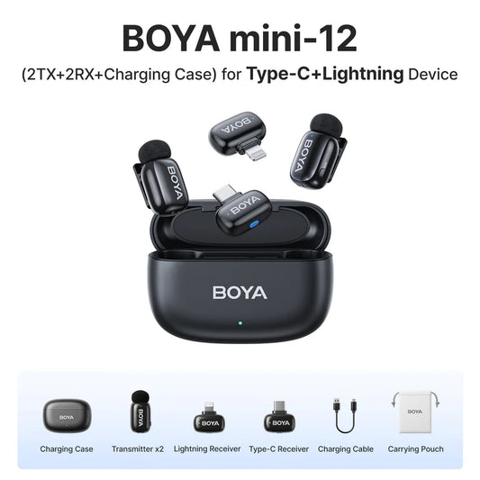 [BRAND NEW] BOYA MINI 12  Boya Mini 2-Person Dual TX + RX 2.4GHz Wireless Microphone System