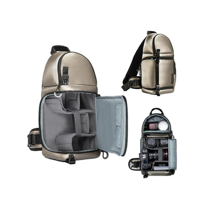 [BRAND NEW] K&F Concept 10L Nylon Black / Golden Leather Camera Sling Bag with Tripod Holder
