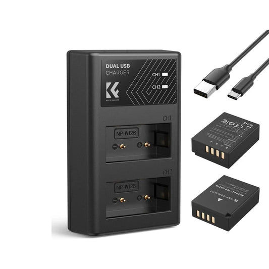 [BRAND NEW] K&F Concept (2-Pack) NP-W126S NPW126 Battery and Dual Charger Kit