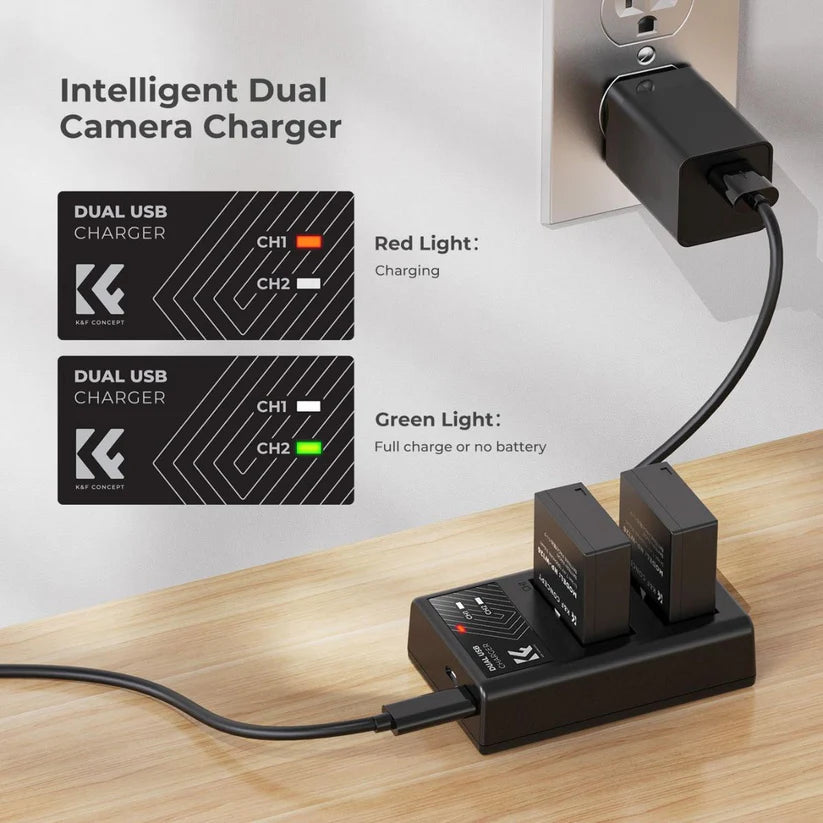 [BRAND NEW] K&F Concept (2-Pack) NP-W126S NPW126 Battery and Dual Charger Kit