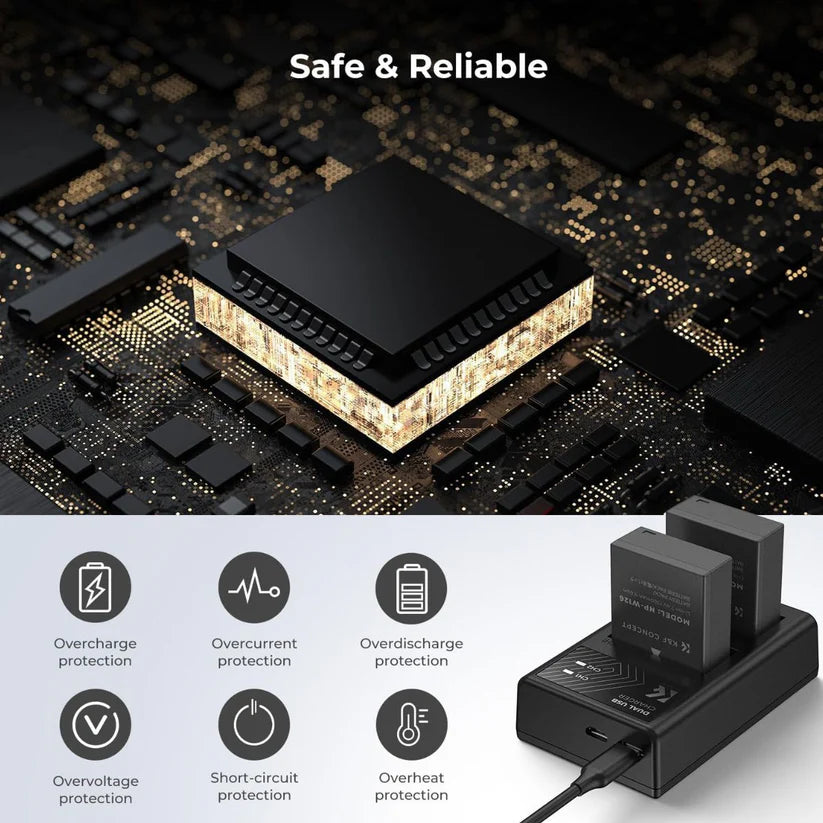 [BRAND NEW] K&F Concept (2-Pack) NP-W126S NPW126 Battery and Dual Charger Kit