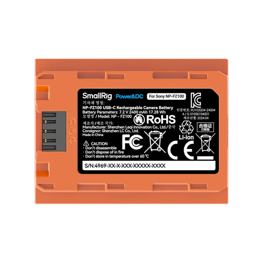 [BRAND NEW] SmallRig NP-FZ100 Rechargeable Lithium-Ion Battery 2400mAh 7.2V with USB-C Direct Charging