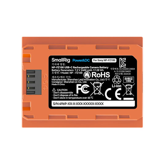 [BRAND NEW] SmallRig NP-FZ100 Rechargeable Lithium-Ion Battery 2400mAh 7.2V with USB-C Direct Charging