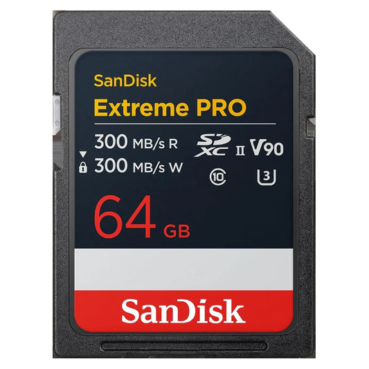 [BRAND NEW] SanDisk Extreme Pro UHS II SDXC V90 U3 SD Memory Card with 300MB/s Read and 260 / 300MB/s Write Speed, Uninterrupted Cinema-Quality 8K, 4K, Full HD Video Support | 64GB