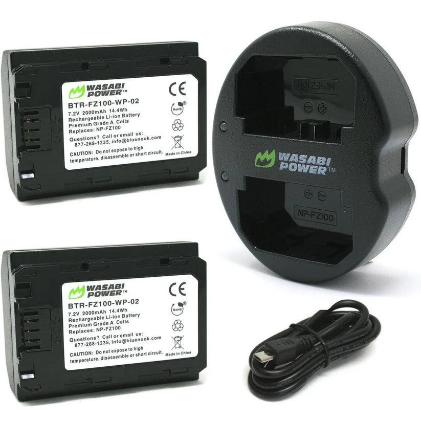 [BRAND NEW] Wasabi Power Battery NP FZ100 (2-Pack) and Dual USB Charger for Sony NP-FZ100