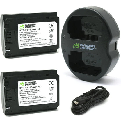 [BRAND NEW] Wasabi Power Battery NP FZ100 (2-Pack) and Dual USB Charger for Sony NP-FZ100