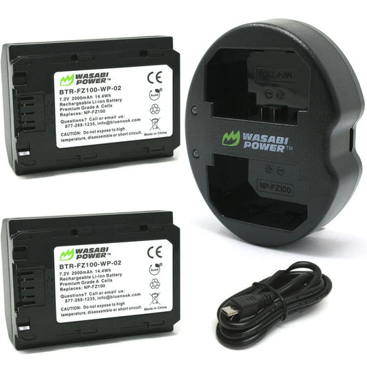 [BRAND NEW] Wasabi Power Battery NP FZ100 (2-Pack) and Dual USB Charger for Sony NP-FZ100