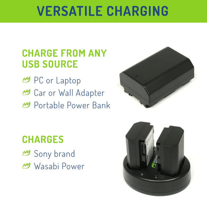 [BRAND NEW] Wasabi Power Battery NP FZ100 (2-Pack) and Dual USB Charger for Sony NP-FZ100