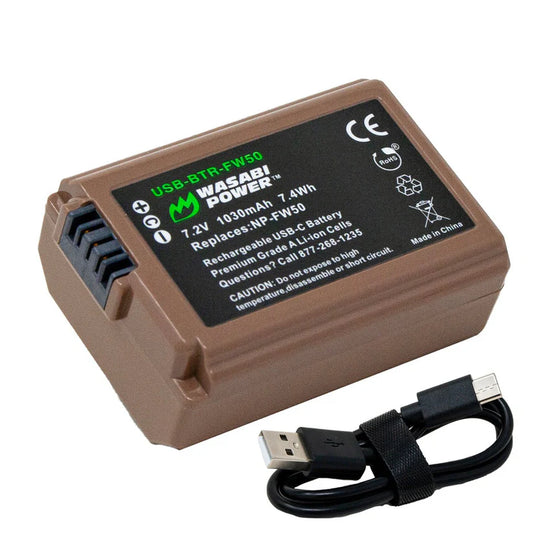 [BRAND NEW] Wasabi Power Sony NP-FW50 NPFW50 Battery with USB Type C Fast Direct Charging