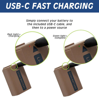 [BRAND NEW] Wasabi Power Sony NP-FW50 NPFW50 Battery with USB Type C Fast Direct Charging
