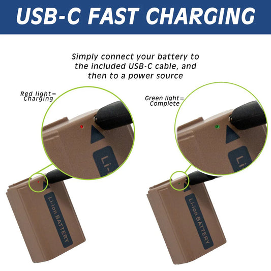 [BRAND NEW] Wasabi Power Sony NP-FW50 NPFW50 Battery with USB Type C Fast Direct Charging