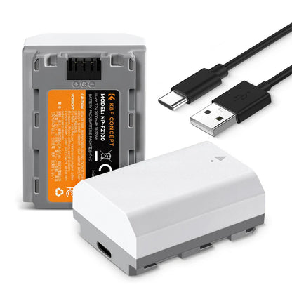 [BRAND NEW] K&F Concept Sony NP-FZ100 NPFZ100 (2-Pack) Fully Decoded 2600mAh Battery with USB Type-C Fast Direct Charging for Sony Alpha