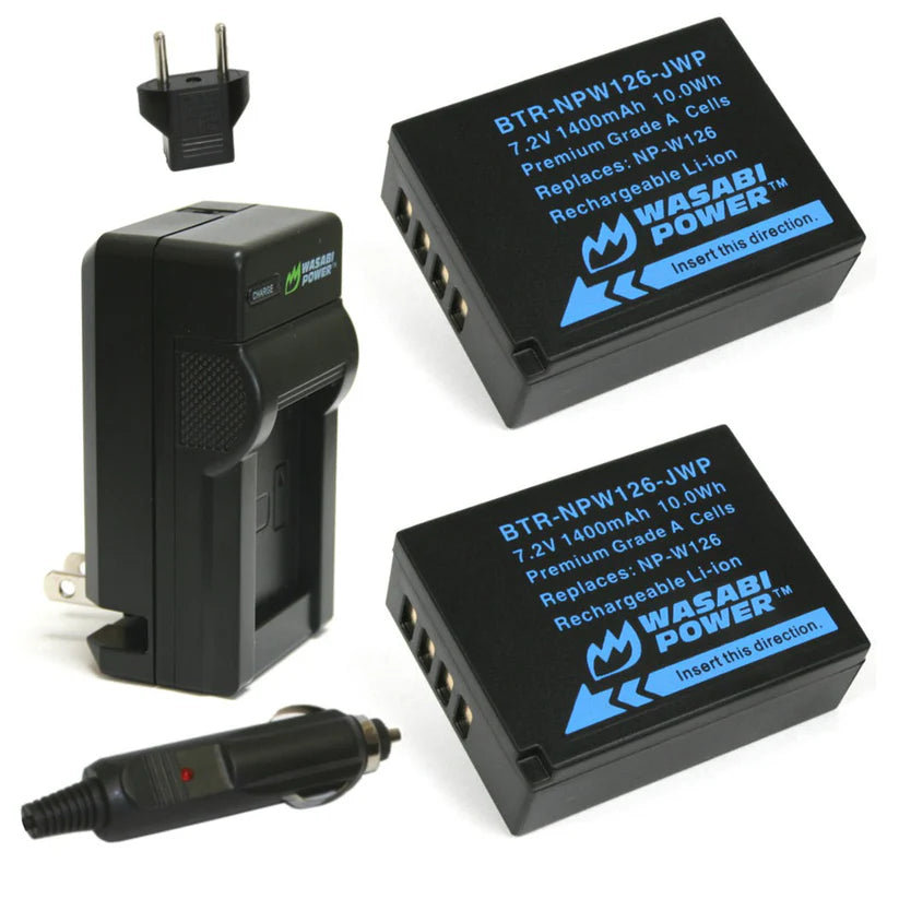 [BRAND NEW] Wasabi Power NP-W126 NPW126 (2 Pack) 7.2V 1400mAh Battery & Dual USB Charger Kit