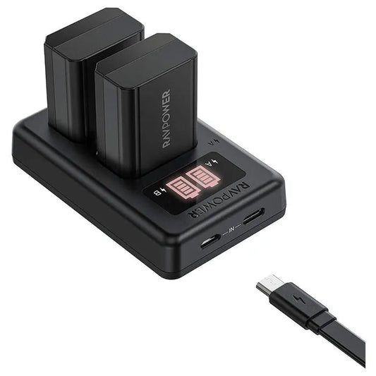 [BRAND NEW] RAVPower (2-Pack) NP-FW50 NPFW50 Battery & Dual Charger Kit for Sony Alpha