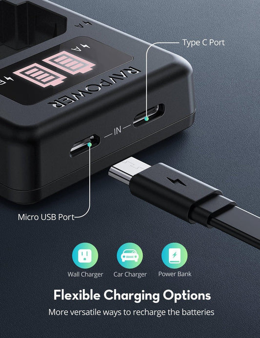 [BRAND NEW] RAVPower NP-FZ100 NPFZ100 Dual Charger Kit for Sony Alpha