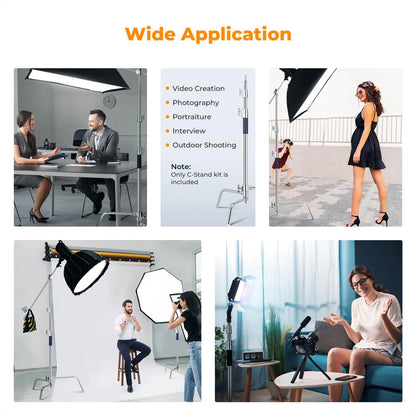 [BRAND NEW] K&F Concept Stainless Aluminum Alloy Heavy Duty C Stand with Boom Pole, Air Cushioned with 3.3m Max Operatiol Height, 20kg Max Load Capacity